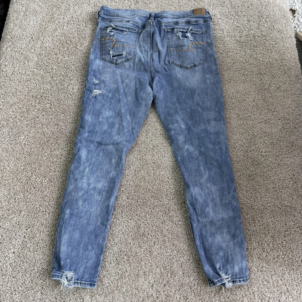 American Eagle Outfitters Next Level Skinny Jeans Womens 18 Blue Distressed
